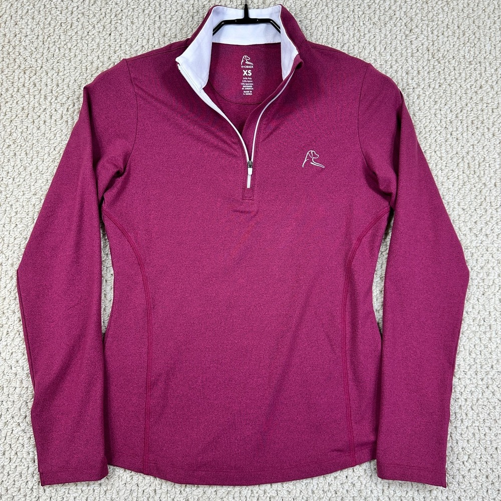 Rhoback 1/4 Zip Pullover Womens XS Burgundy Heathered Golf Performance Stretch
